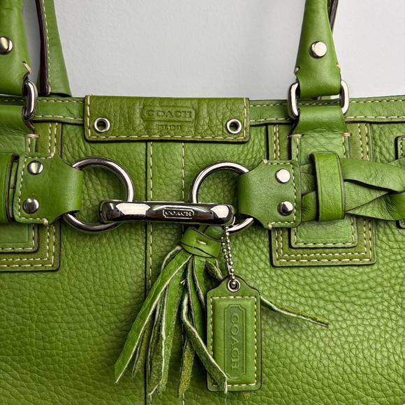 Coach Medium Hampton Lime Green Leather Y2K Carryall - Picture 2 of 11